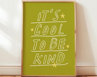 „Freundlichkeit ist cool“-Druck, Retro-Deko fürs Kinderzimmer, Geschenk zum Schulanfang für Lehrer (Digitaler Download)