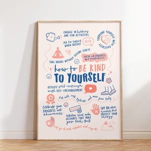 Impression d'art prendre soin de soi - poster Comment être gentil avec vous-même (téléchargement numérique)