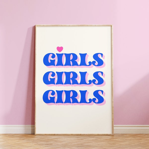 Teenage Girls Room Decor Blue Girl Prints Trendy Retro Wall Art for Girl Bedroom Art Download Digital Art  Prints Poster Aesthetic