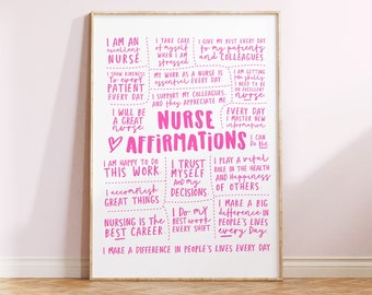 Nurse Daily Affirmations Printable Wall Art - Inspirational Poster for Nursing Students - Instant Download Wall Decor