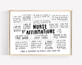 Nurse Office Decor Nurse Daily Affirmations Printable Wall Art Nursing Students Positive Quote Art Affirmation Poster School Nurse Gift