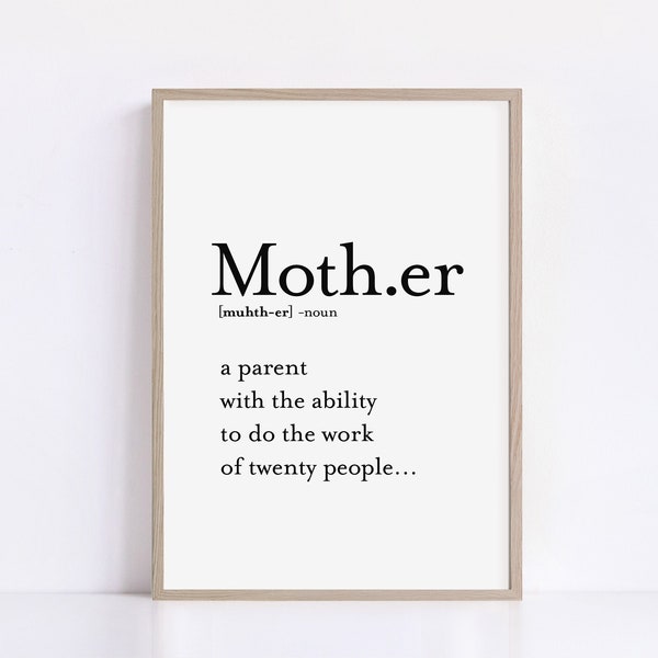 Funny Definition Print Mom | Mothers Day Print | Definition Wall Art | Printable Art | Mother Definition Art | Digital Download Art