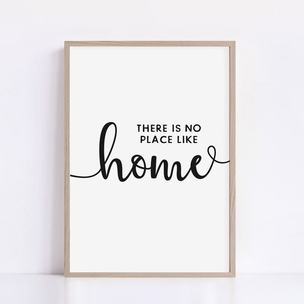 Home Quotes Art Print, There is No Place Like Home Wall Art, Printable Home Signs, Digital Download Poster for Living Space