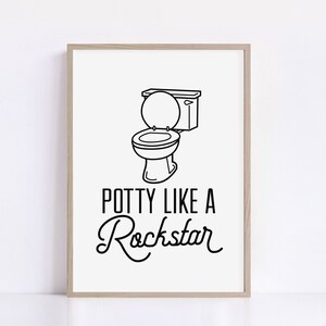 Funny Kids Bathroom Art, Digital Download Prints, Potty Like a Rock Star Sign, Bathroom Decor Kids, Potty Training Signs, Kids Toilet Print