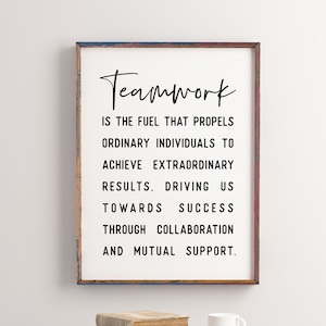 Teamwork Quotes Printable Art, Motivational wall art for office, Home office decor, Digital prints Downloadable art, Coworkers gift