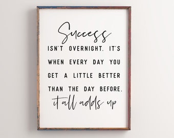 Success wall art / Motivational posters / Success Quotes / Dorm room decor / Inspirational wall art / College student gift / Office wall art