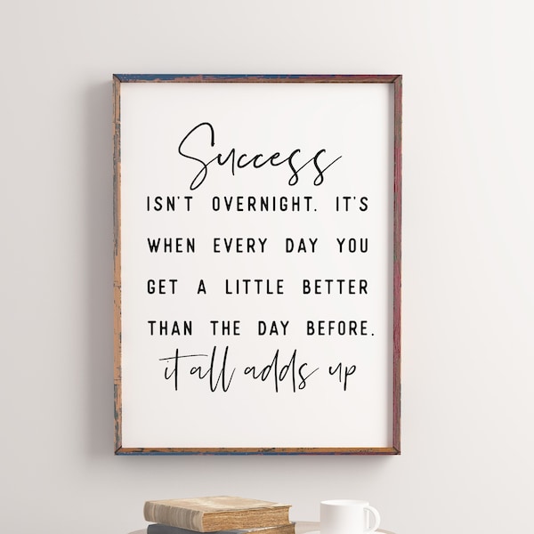 Success wall art / Motivational posters / Success Quotes / Dorm room decor / Inspirational wall art / College student gift / Office wall art