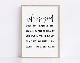 Life Quotes About Life Wall Art Inspirational Quote Digital Download Print Printable Wall Art Motivational Quotes Poster Happiness Print