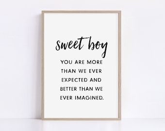 Boy Nursery Decor, Printable Wall Art, Boys Room Prints, Sweet Boy Nursery Sign, Digital Download Poster, Baby Room Decor, Iloveprintable