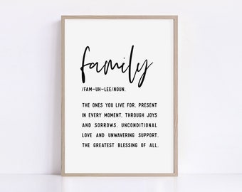 Family Quote Wall Art, Definition Print, Digital Download Art, Printable Wall Art, Family Quote Sign, Home Decor Living Room, House Poster