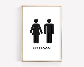 Unisex Restroom Sign Printable, Modern Bathroom Art (Digital Download)