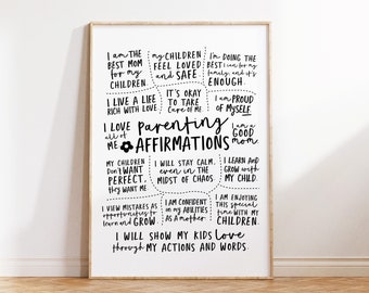 Positive Daily Affirmations for Moms, Parenting Affirmation Quotes, Wall Art Printable, Encouraging Affirmations Mom, Downlaodable Prints