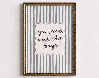 Neutrales Kinderzimmer Poster You Me And The Boys, Gestreifte Retro Wandkunst (Digitaler Download).