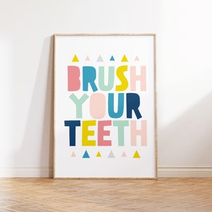 Adorable Kids Bathroom Wall Decor - Brush Your Teeth Reminder