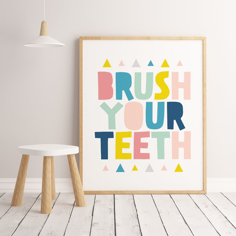 Brush your teeth printable, Kids bathroom decor