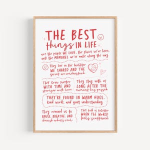 Las mejores cosas de la vida, decoración de pared con frases familiares, arte de pared imprimible, póster con frases positivas, regalo para mejor amigo, impresión digital.