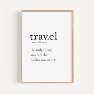 Wanderlust Definition Wall Art, Travel Definition Poster, Gift for Travel Lovers, Digital Download Decor, Definition Art Print