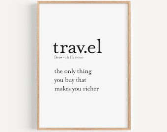 Travel Definition Art Print: Minimalist Travel Quote Wall Decor (Digital Download)