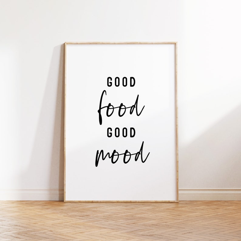 Kitchen Wall Art Printable, Cute Kitchen Wall Art, Good Food Food Mood