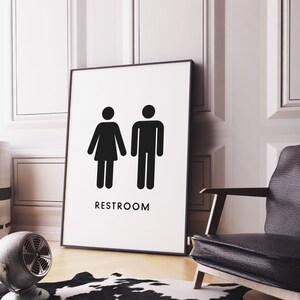 Unisex Restroom Sign Printable, Modern Bathroom Art (Digital Download) image 5