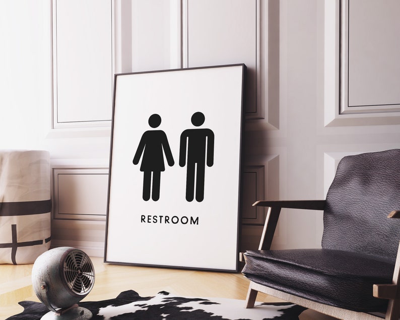 Unisex Restroom Sign Printable, Modern Bathroom Art (Digital Download) image 5