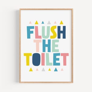 Nursery Bathroom Rules Printable, Flush the Toilet Sign, Kids Bathroom Art, Potty Time Wall Sign, Digital Download, Potty Training Art