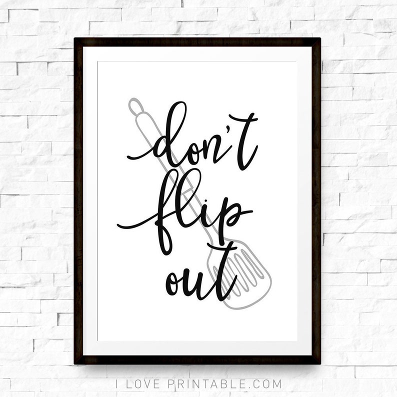 dont flip out kitchen printable kitchen puns funny kitchen | etsy