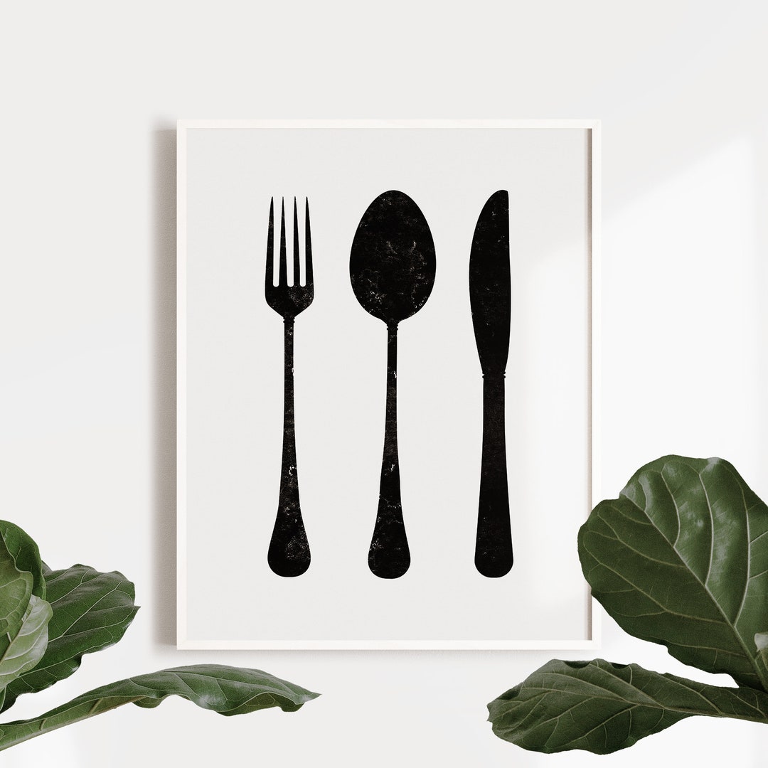 Kitchen Prints, Cutlery Set Print, Kitchen Utensil Art, Printable Wall ...