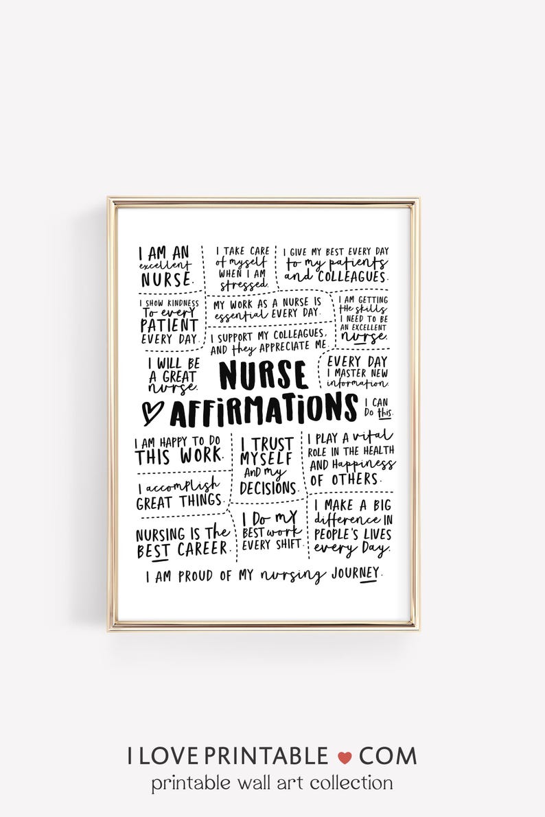 Nurse Affirmations Art Print | Positive Wall Decor (Digital Download) image 9