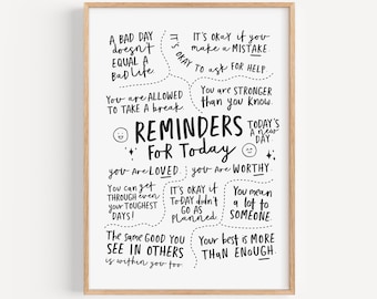 Daily Reminders Printable Wall Art, Positive Affirmations Poster (Digital Download)