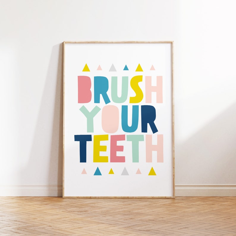 Adorable Kids Bathroom Wall Decor - Brush Your Teeth Reminder