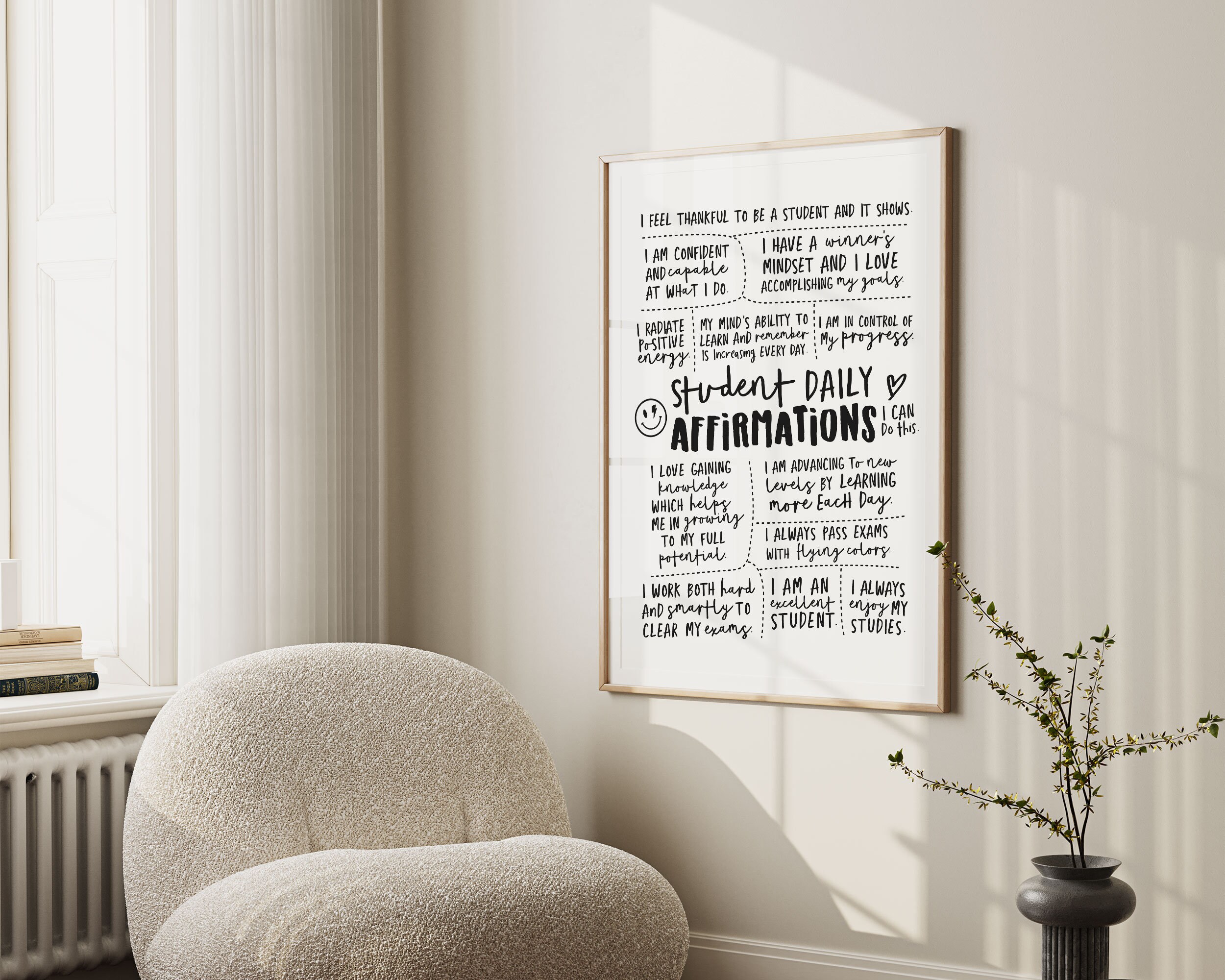 Student Daily Affirmations Printable Wall Art Positive Affirmation ...