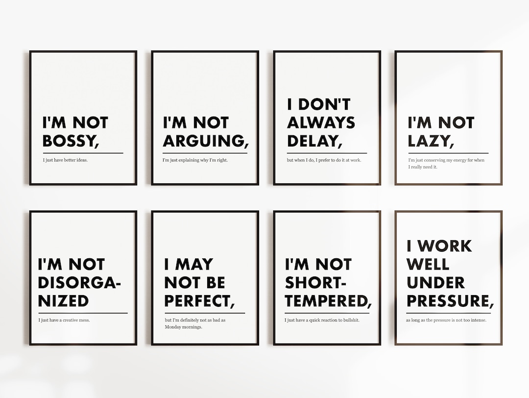 Funny Office Decor Set of 8 PRINTABLES Office Wall Art Funny Work