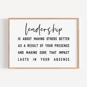 Inspirational Leadership Quote Poster, Printable Office Wall Art, Farewell Gift for Employees & Team Leaders, Digital Download Print