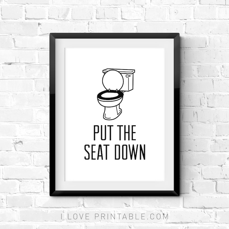 Put The Seat Down Bathroom Printable Kids Bathroom Art Home | Etsy