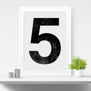 Custom Vintage Numbers Print, Digital Download Numbers Wall Art, Printable Big Numbers Poster, Black and White Print, Extra large Wall Art image 6