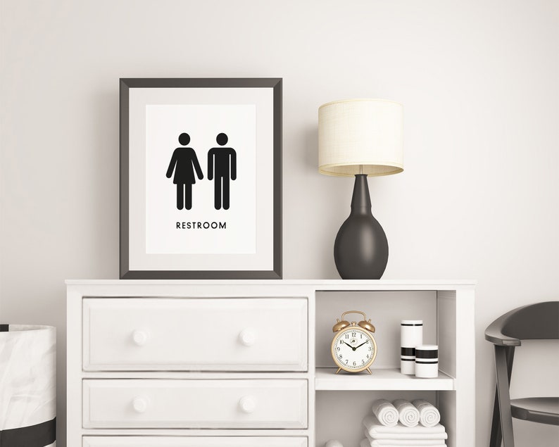 Unisex Restroom Sign Printable, Modern Bathroom Art (Digital Download) image 3