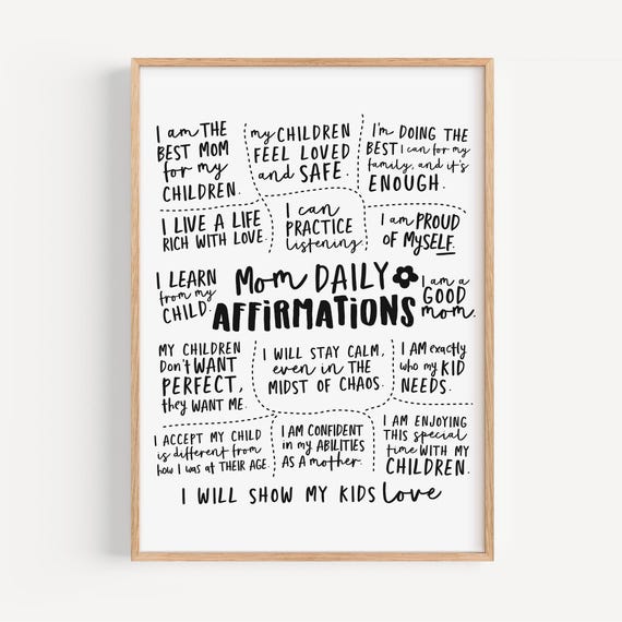 New Mom Affirmations Wall Art, Printable Positive Quotes for Motherhood, Digital Download Gift for Parents