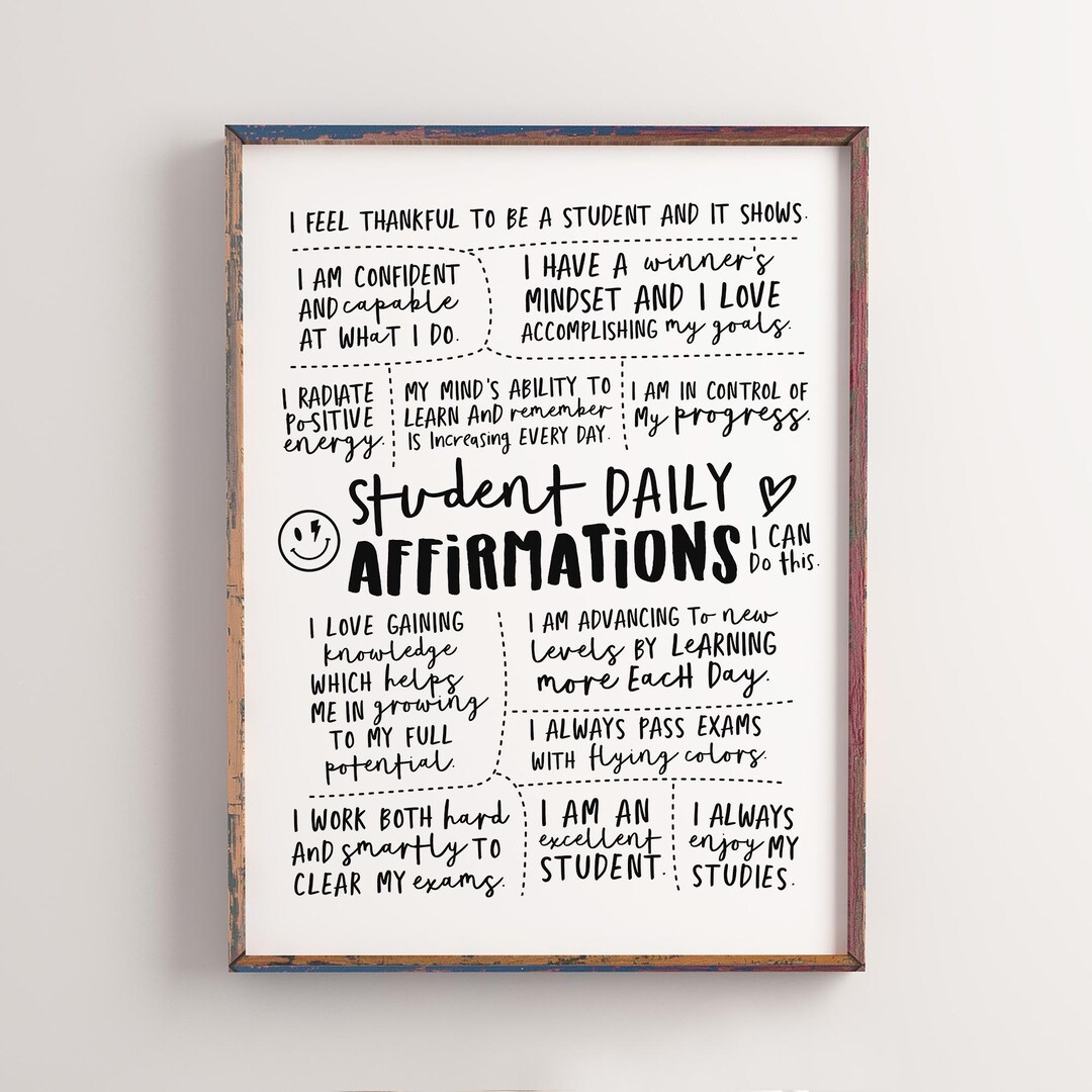 Positive Affirmations Wall Art for Kids & Students, Feel-good Printable ...