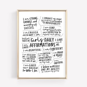 Girls affirmation poster, daily affirmations wall art, feminist poster, best friend gift, teen girl room decor, digital downloadable art image 10