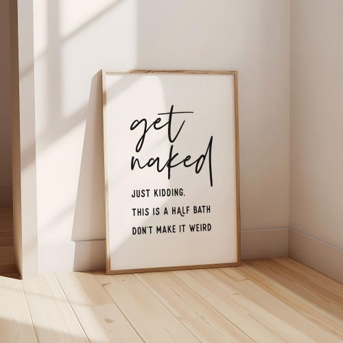 Cartello Umoristico Per Bagno 'Get Naked... Just Kidding' In Legno, Scritta Divertente, Decorazione Rustica 25,7x17,8 Cm, Lavanda Ispirato