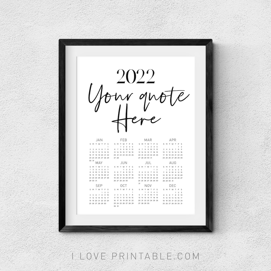 2022 Calendar Calendar Printable Dorm Wall Decor Wall Etsy