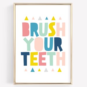 Adorable Kids Bathroom Wall Decor - Brush Your Teeth Reminder