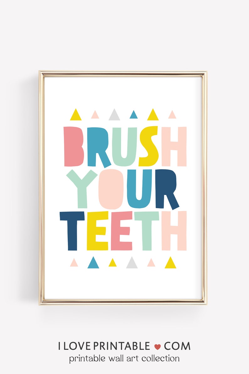 Adorable Kids Bathroom Wall Decor - Brush Your Teeth Reminder