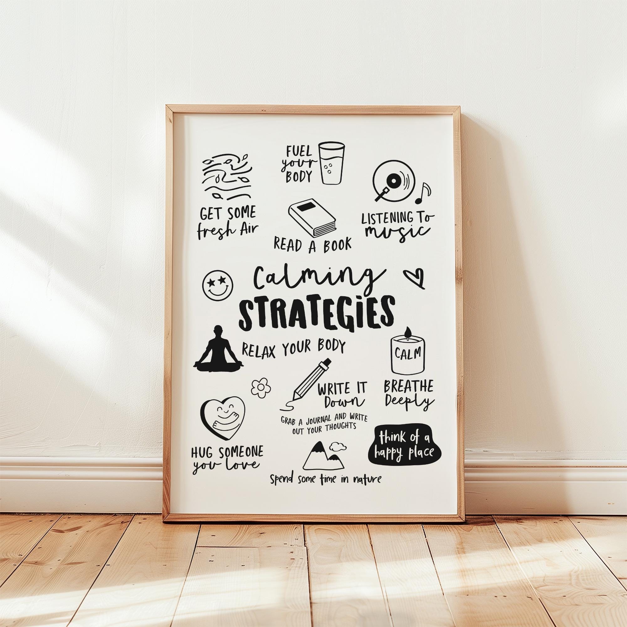 Calm Down Corner Wall Art, Printable Calming Techniques Poster (digital ...