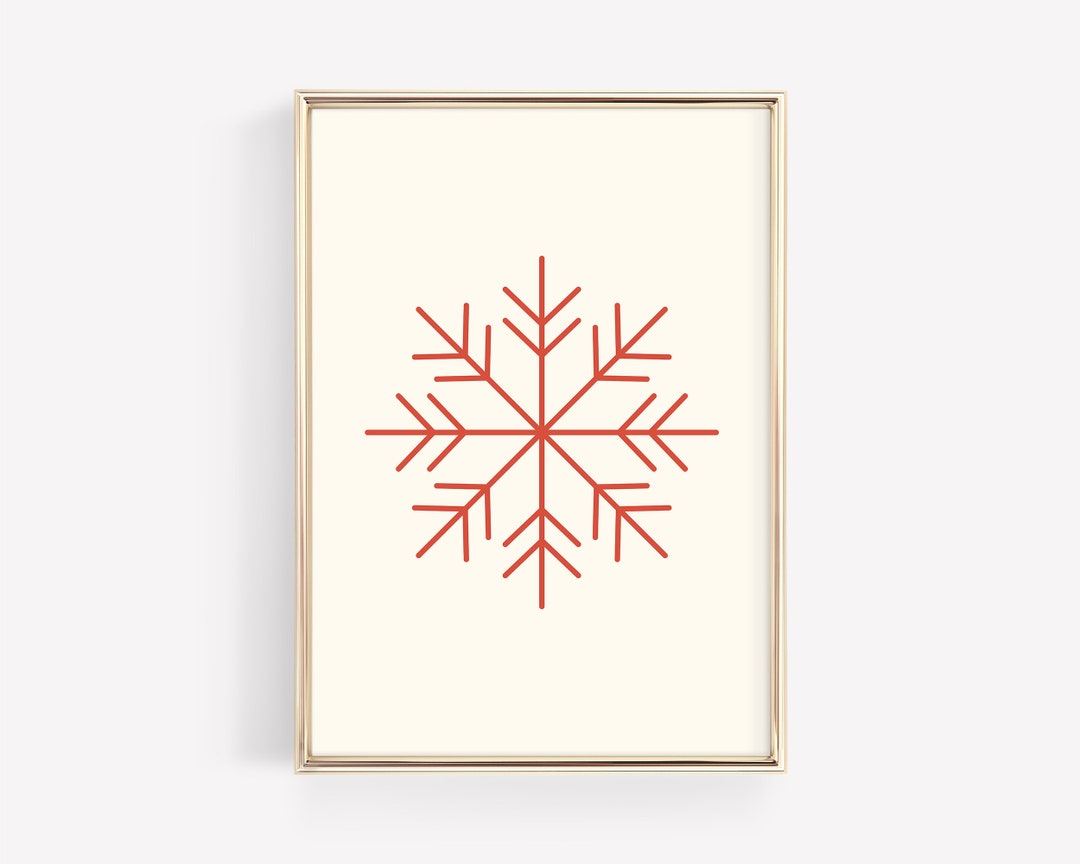 Snowflake Wall Art Printable, Christmas Wall Art, Minimalist Snowflake