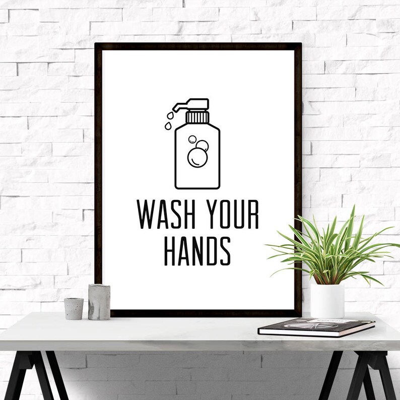 Wash your hands Printable wall art Bathroom wall art Etsy