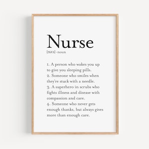 Nurse Definition Poster, Printable Wall Art, Funny Nurse Gift, Nursing Office Decor, Graduation Gift for Nurses, Nurse Room Decor