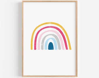 Rainbow Nursery Wall Art: Colorful Boho Playroom Decor (Digital Download Print)