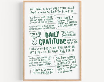 Gratitude Affirmation Print, Positive Quote Wall Art (Digital Download)